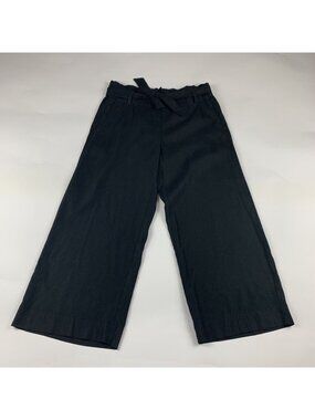 J. Jill Black Linen Belted High Rise Wide Leg Capri Pant S